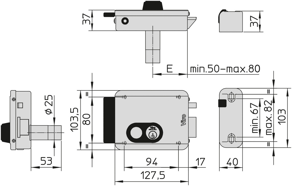 V97 Serrure électriques avec bouton Droite et Gauche
